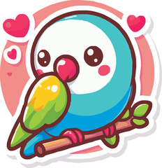 Illustration of Love Birds perched on a branch of a Tree.png