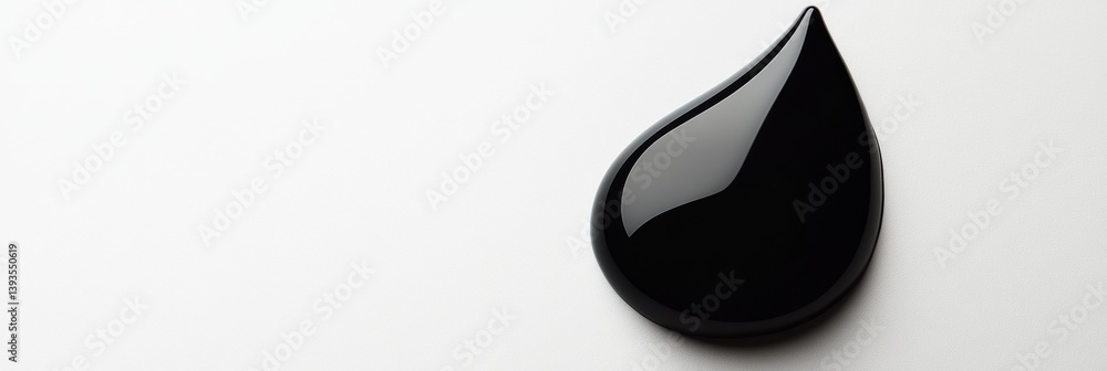 Leinwandbilder Glossy black droplet rests on matte white background displaying high contrast and unique texture