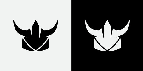 Vintage Viking Helmet Logo – Black and White Vector Art