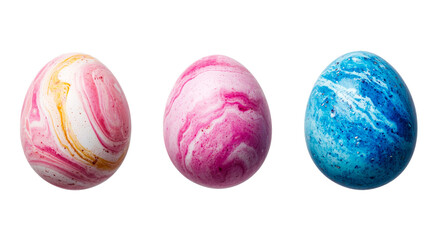 Ornate decorated eggs, vibrant colors, Easter celebration, artistic design, cut out transparent