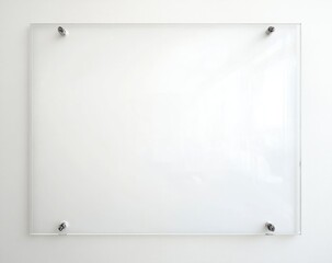 Frameless Glass Whiteboard Mounted on White Wall for Office Use