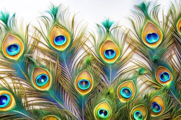 Obraz premium Stunning Panoramic Peacock Feather Display Elegant Home Decor Inspiration for Sophistication and Style