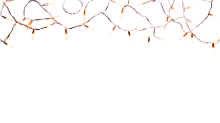 Glowing Christmas lights border decoration, cut out transparent