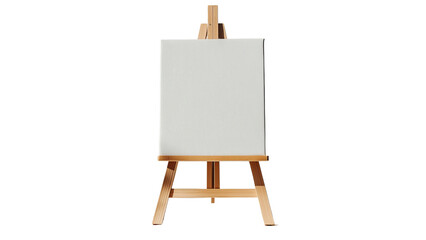 Png of An empty canvas on a wooden easel, ready for artistic creation. Perfect for painters and art enthusiasts.