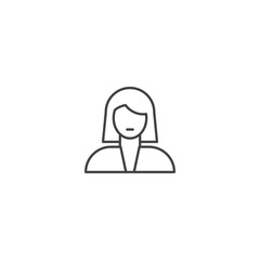 Woman avatar icon line drawing for user profile or contact representation