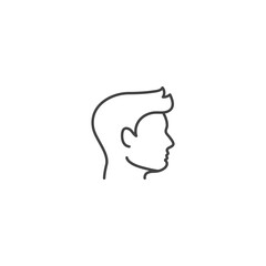Male profile icon in single line art for graphic design use