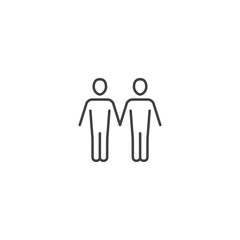 Simple line icon of two people holding hands in unity theme