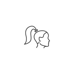 Single line profile icon of woman with ponytail in outline style