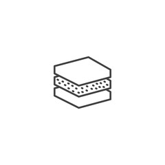 Sandwich snack icon with bread and filling outline design