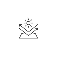 Solar energy reflection icon in outline design