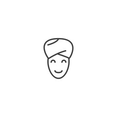 Simple line icon of person with towel wrapped around head