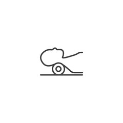 Simple pulling lawn mower icon for gardening and landscaping design