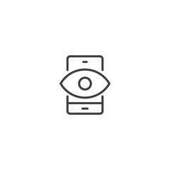 Smartphone security eye icon for privacy protection and surveillance