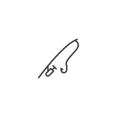Curved swordfish hook icon in simple line art design