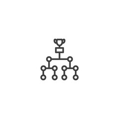 Hierarchical structure icon with trophy on top line art