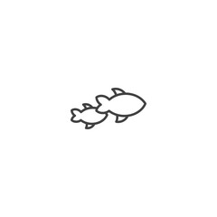 Simple line icon of two fish swimming in ocean
