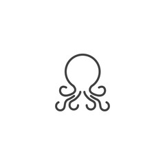 Simple line icon of octopus with curled tentacles © Horizen