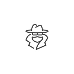 Detective masked spy icon line art for security design
