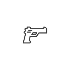 Simple outline icon of a handgun for security and weapon themes