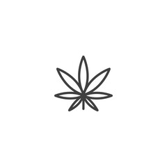 Single line cannabis leaf icon in contemporary design