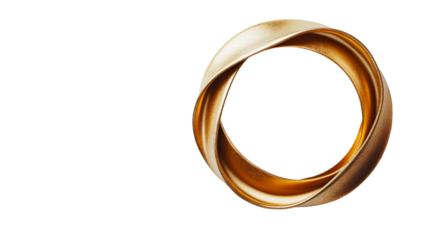 Golden Möbius Strip, Infinite Loop Shape, Elegant Design Element, cut out transparent