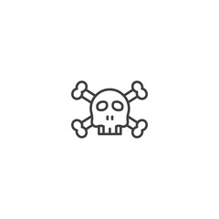 Simple skull and crossbones icon representing danger or warning in single line art
