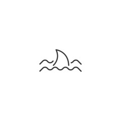 Simple shark fin and ocean waves line icon