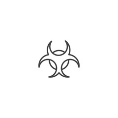 Biohazard warning icon outline design for safety and precautionary measures