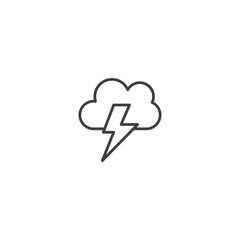 Cloud lightning icon line art for weather apps and digital designs
