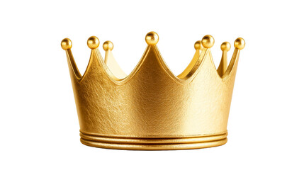 Golden textured crown with spikes and spheres, cut out transparent