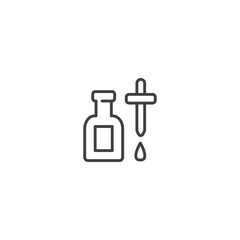 Medicine dropper with glass bottle single line icon