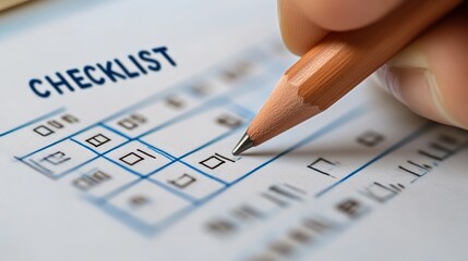 Hand holding pencil marking checklist task management productivity tool planning organizati