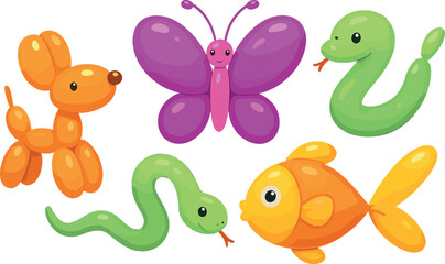 Naklejka premium Colorful cartoon animals collection for kids' design and education