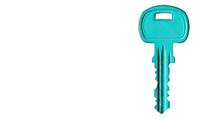 Teal key, lock, unlock, security, house, protection, open, cut out transparent