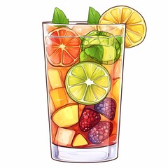 Refreshing Citrus Cocktail with Lemon, Lime, & Raspberry - Vibrant Summer Beverage for Relaxation & Hydration