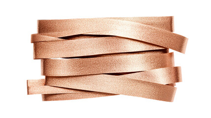 Bronze ribbon coil arrangement of textured textile, cut out transparent