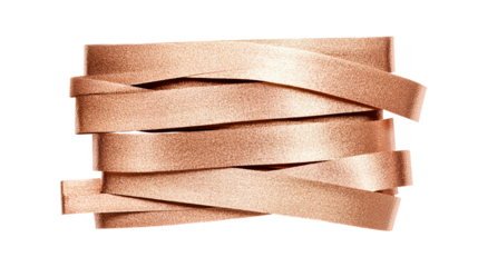 Bronze ribbon coil arrangement of textured textile, cut out transparent