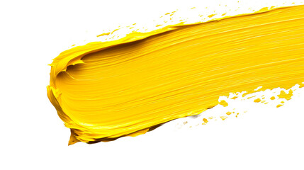 Vibrant Yellow Paint Swath on Black Backdrop, cut out transparent