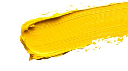 Vibrant Yellow Paint Swath on Black Backdrop, cut out transparent