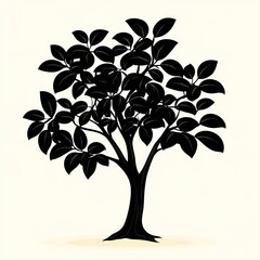 Obraz premium Silhouette Tree Illustration: Organic Vector Graphic of Leafy Forest in Paper Cut Style – Eco-Friendly Artwork for Natural Home Decor