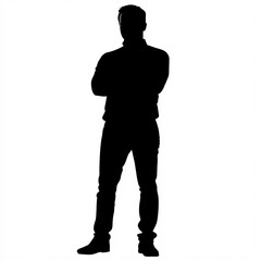Fototapeta premium Black Silhouette of a Confident Man with Crossed Arms