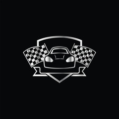 Race car icon logo design vector template. Automotive, race car and checkered flag symbol. Car Speedometer Logo Design Vector Template. Abstract Car Speedometer Icon.