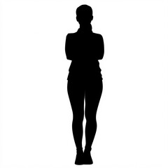 Fototapeta premium Elegant black silhouette of a woman standing tall with crossed arms