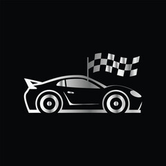 Race car icon logo design vector template. Automotive, race car and checkered flag symbol. Car Speedometer Logo Design Vector Template. Abstract Car Speedometer Icon.