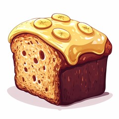 Delicious Cartoon Illustration of Banana Bread: A Creative, Whimsical Breakfast Spread in Vector Art 