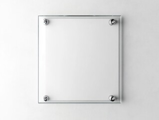Displaying Square Glass Frame Mockup Mounted on Wall with Metal Bolts
