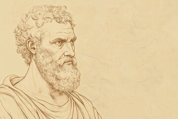 Fototapeta premium Artistic Line Drawing of Anaxagoras with Lined Features and Ample Copy Space