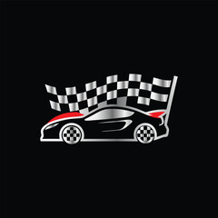 Race car icon logo design vector template. Automotive, race car and checkered flag symbol. Car Speedometer Logo Design Vector Template. Abstract Car Speedometer Icon.