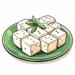 Delicious Tofu on Green Plate: A Protein-Rich  Vegetarian and Vegan Meal Option