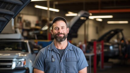 portrait of a small business owner of an automobile repair shop	
